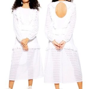 Topshop White Eyelet Midi Dress